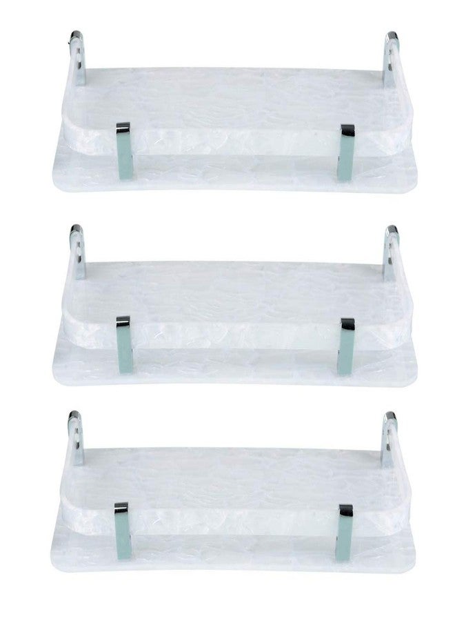 STIMULUS Stylish Acrylic Wall Mount Bathroom Shelf 3 PCS Set(Size - 6x18 Inch) (White Colour) Acrylic Patti - Image 1